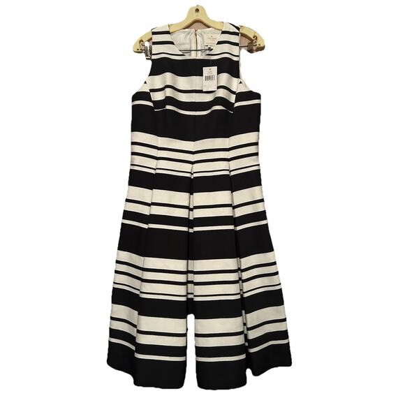 kate spade Dresses & Skirts - Kate Spade NY Cape Stripe Fit & Flare Dress Black White Silk Cotton 12